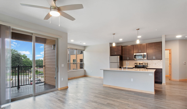 The Brennan Apartments Kitchen Living Room